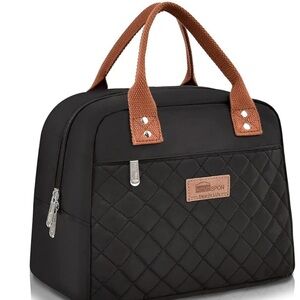 Love Black Quilted Travel Bag with Brown Handles